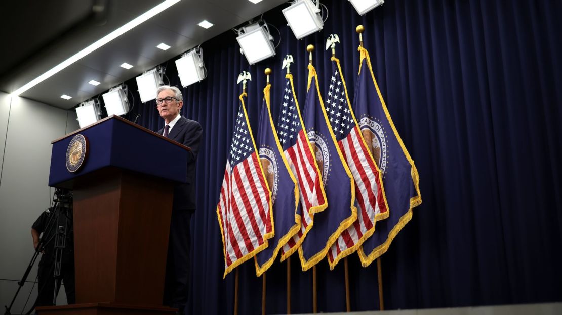 El presidente de la Junta de la Reserva Federal, Jerome Powell, ofrece una conferencia de prensa tras una reunión de política monetaria el 18 de junio en Washington.